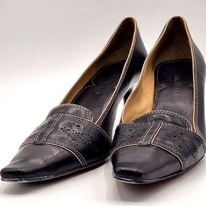 Cole Haan black leather pumps, pointed toe, kitten heel size 8B style D14354